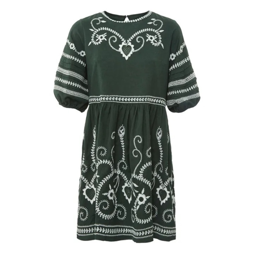 THE GREAT The Peninsula Striped Dress | Forest Green